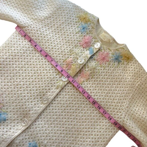 Vintage Sidney Gould FLORAL Mohair/Creslan Knit Cardigan Sweater - Picture 12 of 15